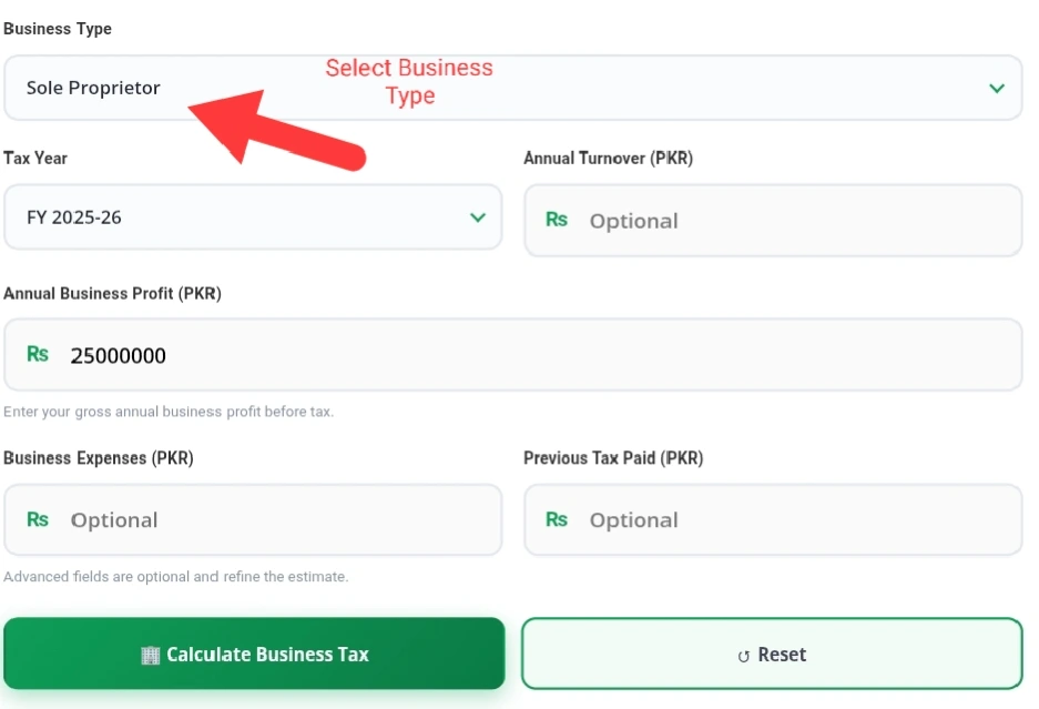 Business Tax Calculator