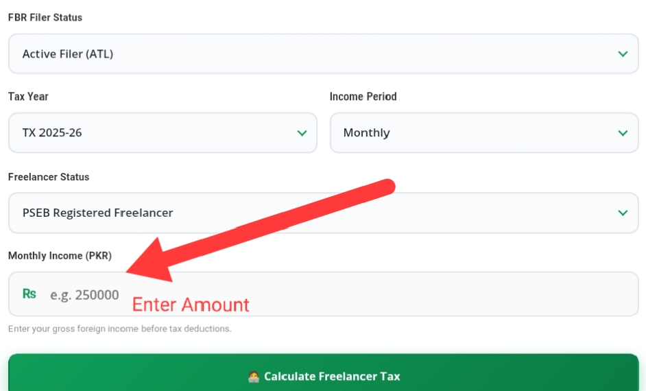 Freelancer Tax Calculator Pakistan