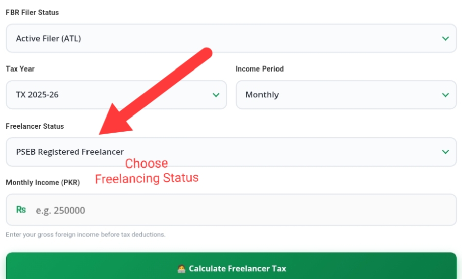 Freelancer Tax Calculator Pakistan