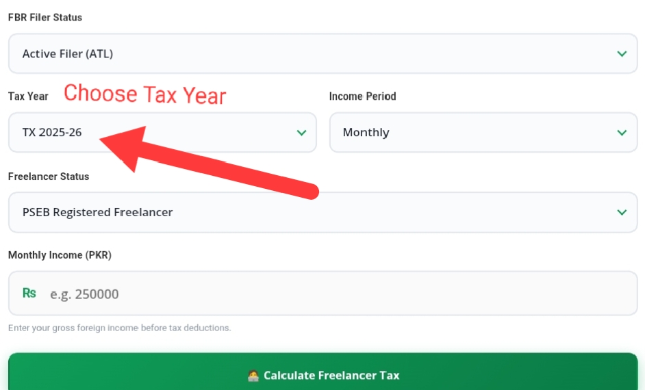 Freelancer Tax Calculator Pakistan